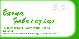 barna fabriczius business card